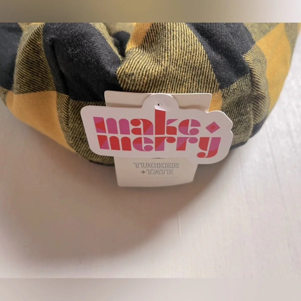 NWT Tucker + Tate Winter Baby Hat Yellow Buffalo Plaid 0-12 Months Ear Flap